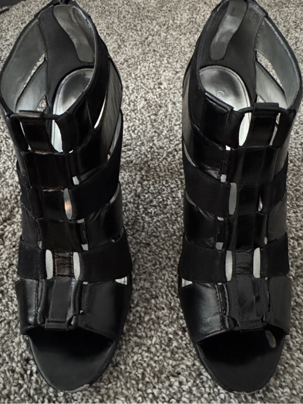 Calvin Klein Black Cutout Peep-Toe Ankle Booties